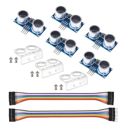 Modulo HC-SR04 MELIFE da 5 pezzi con sensore di distanza e staffa di montaggio da 3 pezzi, set di 2 fili for robot R3 Mega2560