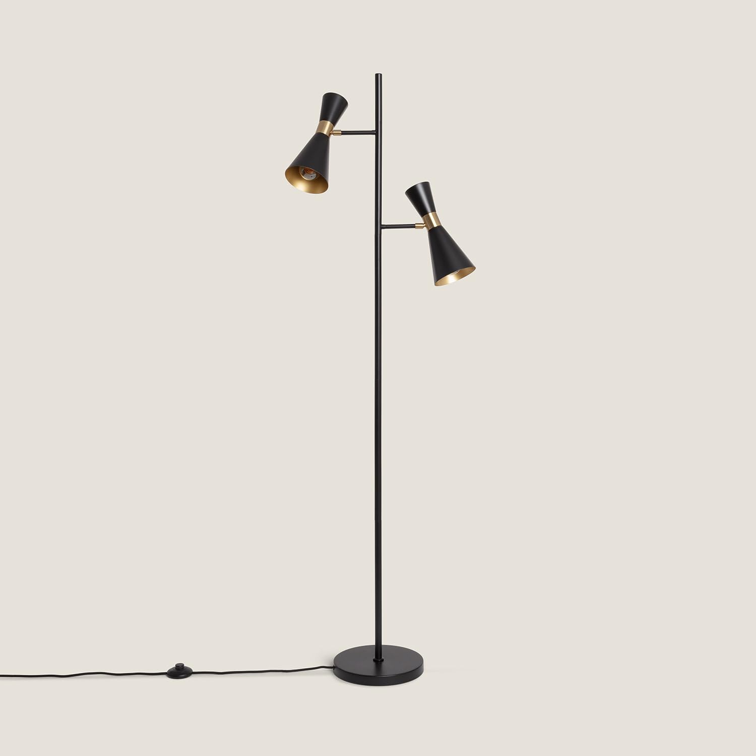 LEDKIA Lampada da Terra Metallo 2 Faretti Jigger Nero/Oro