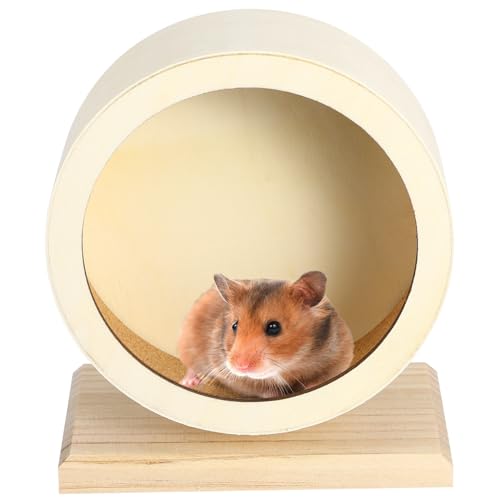 FONDOTIN Non Run Disc Small Exercise Wheel Solid Wood Pet Exercise Wheel for Hamsters
