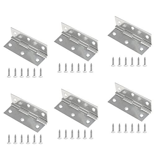 JUNENTER 6個パック バットヒンジ 1インチ ミニ 304 ステンレススチール 小型キャビネット折りたたみクラフトヒンジ 取り付けネジ付き ボックスゲート引き出し用