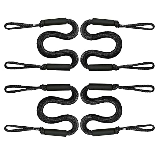 XUANNIAO Bungee Boat Dock Line Mooring Rope Boat Accessories Docking Lines PWC Dockline for Boats Kayak, Jet Ski, Pontoon, Canoe, Power Boat WaveRunner, 4 Pack