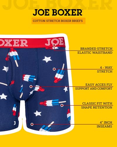 JOE BOXER Mens Boxer Briefs 4-Pack, Comfy and Breathable Spandex-Cotton Boxer Briefs, Mens Underwear Cotton Stretch2