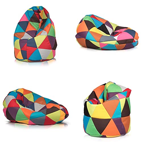 Ecopuf Sitzsack L Patchwork - Outdoor und Indoor Polyester Bean-Bag mit Anti-Verlust Reißverschluss - 70x110 cm – Bild 4