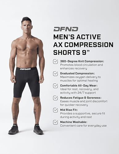 DFND Men's Active Ax Compression Short – Graduate Compression Recovery & Performance, Reduce Fatigue & Soreness - Made in USA2