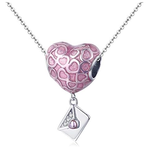 TIZIKJ Valentine's Day Heart Shape Beads Pendant Necklace for Women Teens Girls with Envelope 925 Sterling Silver Jewelry Cover