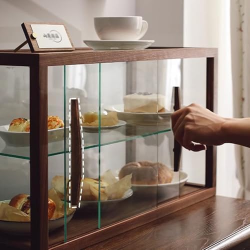 Cassa da panetteria, piano di legno con porte di vetro, cassa da pasticceria per pasticceria, biscotti, dessert, cupcake