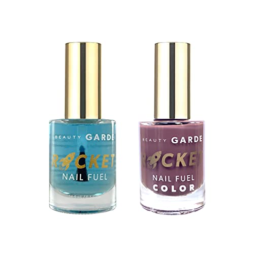 BeautyGARDE Rocket Nail Fuel & Polish Nail Care 2 Pack – 1 Rocket Nail Fuel & 1 Nail Polish Color – Mauve Madame, Nail Strengthener & Growth Treatment, Nail Polish, 7-Free Nail Care, Nonie Crème [1 Oz]