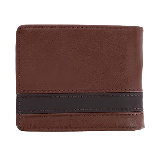 LONDON FOG Men's Leather Bifold Passcase Wallet, Brown2
