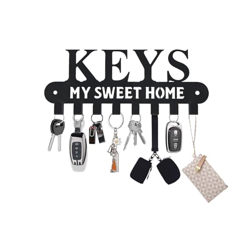YAYANGATMG Key Holder Wall Mounted Key Hooks for Wall Decorative with 8 Hooks, Black Metal Key Hanger for Entryway, Front Door, Hallway, Office