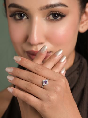 Image of Clara 925 Sterling Silver Minimal Daily Wear Adjustable Ring for Women | Gift for Birthday Anniversary | Rakhi Rakshabandhan Gift for Sister Bhabhi |Platinum Plated | Swiss Zirconia