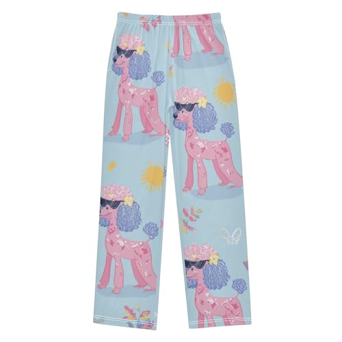 ZZXXB Poodle with Glasses Boys Long Pants Soft Trousers Elastic Waist Kids Lounge Bottoms with Pockets S-XL