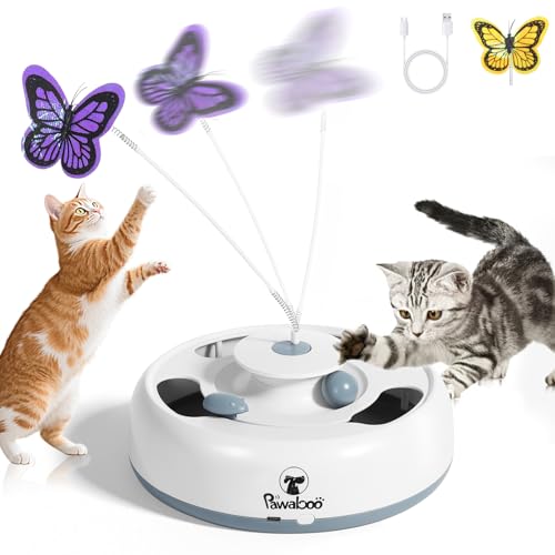 Pawaboo 3-in-1 Automatic Interactive Cat Toy, Electronic Motion K...