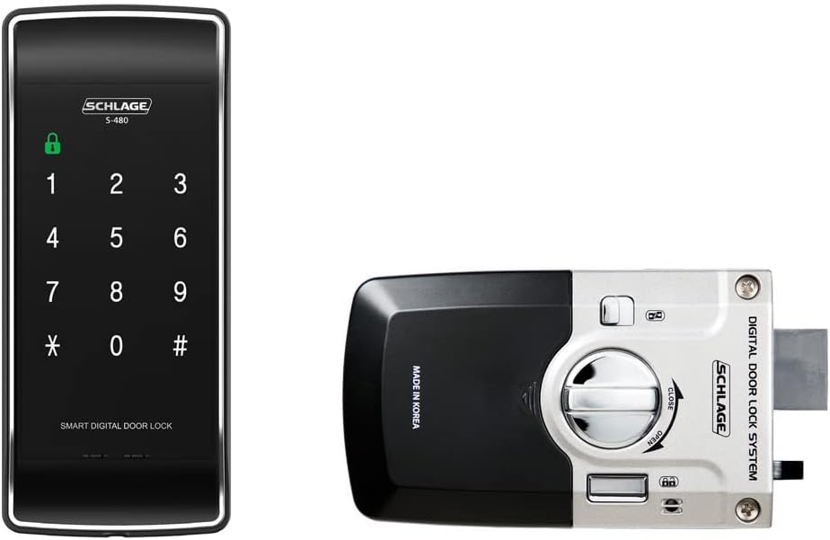 Schlage S-480 Digital Touchpad Rim Lock. Works with PIN, FOBS &RFID Cards. Available in Black Finish.