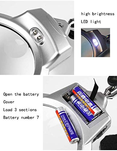 Duża lupa z podświetleniem LED ze stojakiem - Składana konstrukcja z 2 lampami LED i soczewką Jumbo 4,2 cala - Lupa bez użycia rąk ze światłem do czytania OfficeProducts