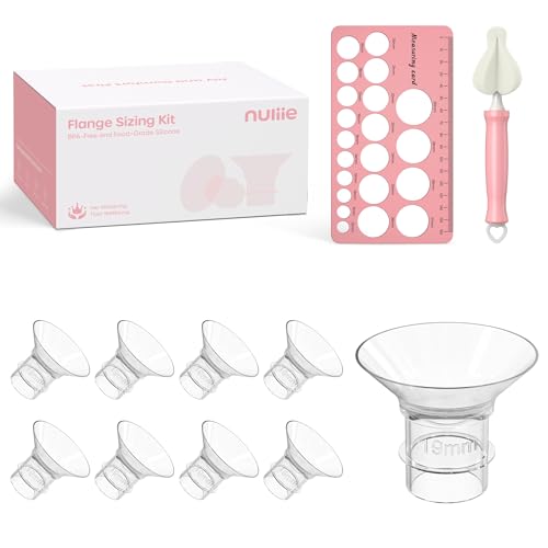 Image of Nuliie 8PCS Silicone Flanges Insert Replacement Kit, Flange Sizing Kit 19mm for 24mm Flange/Shield Breast Pumps, Pumping Essential Kit for Moms