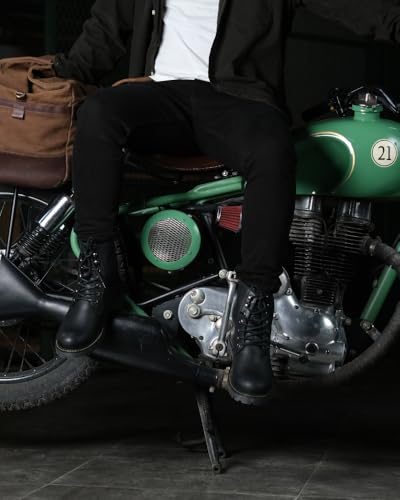 Image of Trip Machine Company Premium Leather Men's Motorcycle Riding Boots - Derby | 3 Point Protection | Ankle, Toe & Heal Protectors | CE Certified | Light Weight | Anti Slip Sole | Lifestyle Boots