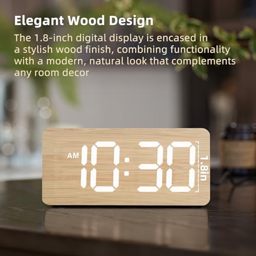 Dimmable Wooden Digital Dual Alarm Clock product photo Dimmable Wooden Digital Dual Alarm Clock product image
