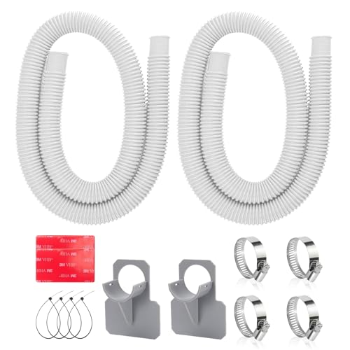 1.25 x 41in Pool Hoses Set for Above Ground Pools Pool Pump Replacement Hose with Clamps Compatible with Intex Coleman Summer Waves Pool Pumps & Filters (2 PACK White)
