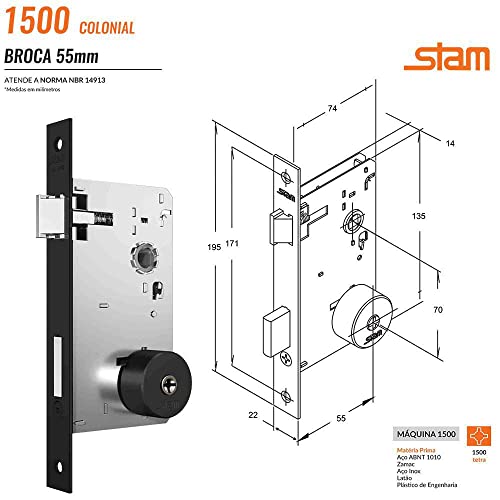 Fechadura Stam 1500/06 Espelho Colonial Tetra Bola