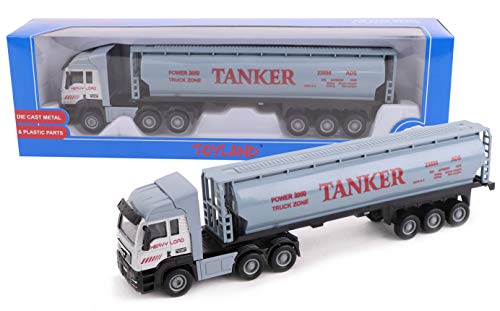 Toyland® Camion Jouet 28cm et remorque - Diecast - Modèles de Jouets et véhicules - Modèles Assortis (Camion citerne)