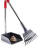 Pooper Scooper for Small Dog– Stainless Steel, Non-Stick, Metal Pooper Scooper Rake- Dog Pooper Scooper– Height-Adjustable Locking, Dog Poop Scoop – Dog Poop Scooper for Grass, Cement, Rocks & Sand!