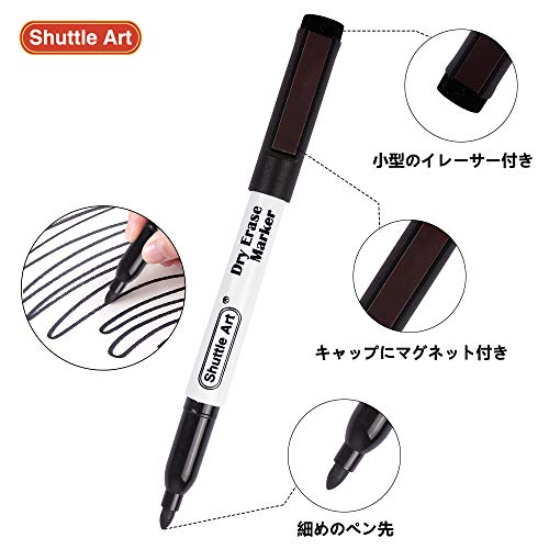 Image of Shuttle Art Dry Erase Markers, 15 Pack 3 Colors Magnetic Whiteboard Markers with Erase, Fine Point Dry Erase Markers for Writing on Whiteboard Glass Mirror for School Home Office(11 Black 2Blue 2Red)
