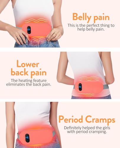 Image of Portable Heating Pad for Period Cramps: Cordless Menstrual Heating Pad with 6 Heat Levels and 6 Massage Modes, 3s Fast Heating Gift for Women and Girl(Peach)