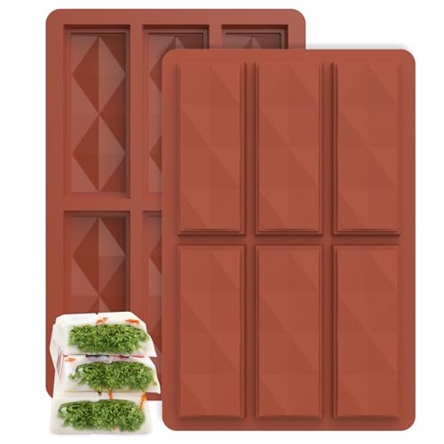 Silicona Molde Chocolate Tableta Profunda 2 Piezas, Moldes de Chocolato Molde de Barra de Chocolate,para DIY Chocolates, Dulces, Barritas Energéticas, Hornear Dulces de Chocolate (Rossastro Brown)