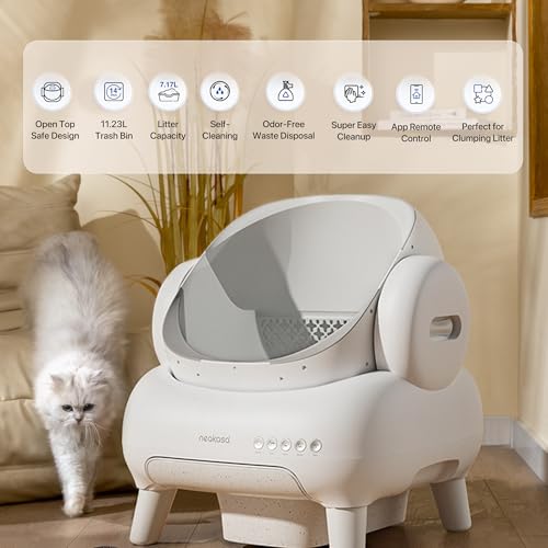 Image of Neakasa M1 Plus Lite Open-Top Self Cleaning Cat Litter Box, Automatic Cat Litter Box with APP Control, Upgraded Safety Protection, Odor Control, Includes 1 Roll Waste Bag