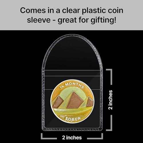 Image of The Achieve Mint 14 Months Sober Token | Fourteen Month Sober Chip | Non-AA Gift, Non-Religious Medallions for Men and Women Celebrating Sobriety