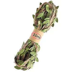 Samvardhan 10m Leaf Rope Natural Hessian Jute Twine Rope Burlap Ribbon DIY Craft Vintage for Home Wedding Party Decor