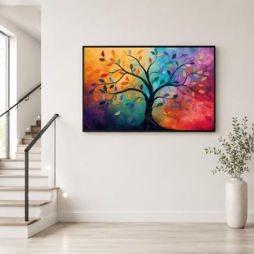 Image of Artsense Golden Tree of Life Wall Art Painting | Luxury Floral Tree Artwork with Birds | Nature Inspired Living Room Bedroom Office Hotel Wall Decor | Modern Abstract Botanical Wall Painting (ART-4)