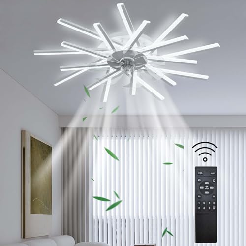 Plafonnier avec ventilateur télécommande minuterie salon 92cm - 2