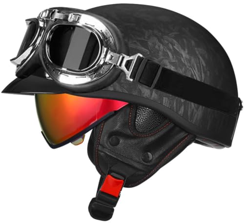 Casco motocross retro de diseño alemán abierto con gafas exclusivas