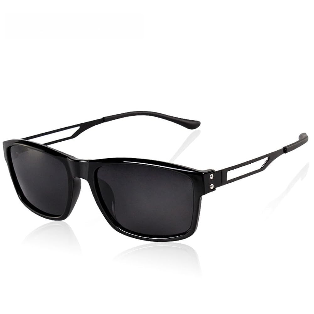 Gafas de sol rectangulares de moda para hombre, color negro, ideales para conducir y pescar. Protección UV400.