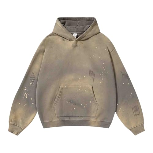 Men's hooded sweatshirt Harajuku washed Gothic pullover sweatshirt Y2K edging distressed hooded sweatshirt