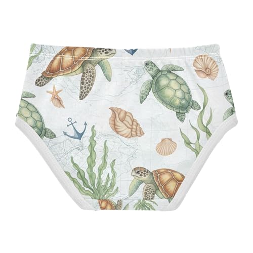 Watercolor Sea Turtles Kids Underwear Girls, Toddler Girl Panties, Girls' Cotton Brief Underwear, 2–8 Years2