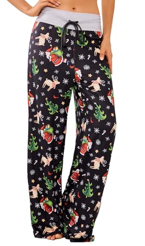 Image of Women Pajama Pants Comfy Lounge Wide Leg Casual Stretch Palazzo Drawstring Pj Bottoms Pants S-3XL