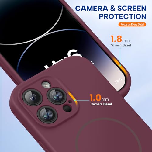 Image of Miracase Magnetic for iPhone 14 Pro Max Case, [Soft Anti-Scratch Microfiber Lining], Compatible with MagSafe, Silicone Shockproof Protection Phone Case for iPhone 14 Pro Max,Wine Red