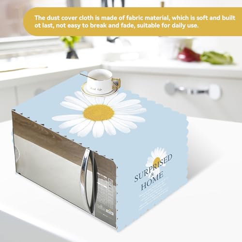 HERCHR Mikrowellen-Ofen-Abdeckung, Staub dichte Baumwoll-Maschine Schutz Anti-Staub-Leinen gewebe Mikrowelle Staub dichte Stoff Abdeckung Dekorative Küchengeräte Abdeckung(Gänseblümchen)