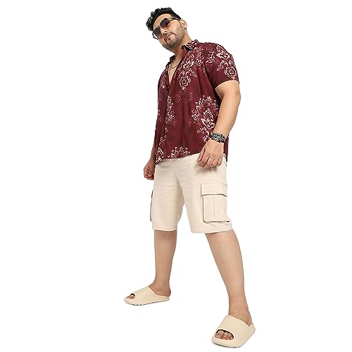 Image of Instafab Plus Men's Shirt for Casual Wear | Spread Collar | Short Sleeve | Button Closure | Plus-Size Fit | Cotton Shirt Crafted with Comfort Fit for Everyday Wear