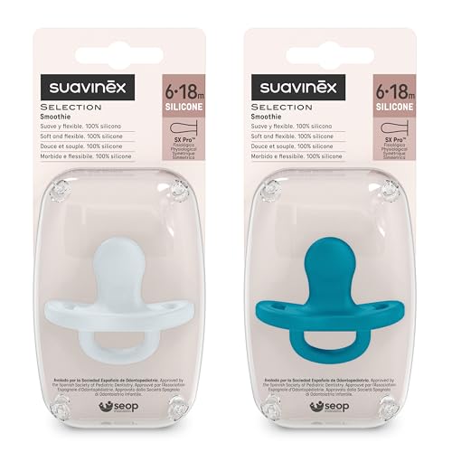 Image of Color Essence SX PRO Silicone Baby Pacifier 2Pk, Made with 100% Soft Silicone, Baby Essentials Perfect for Breastfeeding Babies, Designed in Spain, 6-18 Mths, Ballad Blue /Deep Ocean