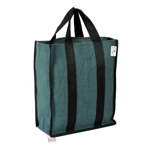 Image of Small Heavy Duty Canvas Grocery Bag (Thela) | Reusable Shopping Tote Bag for Vegetables, Groceries & Lunch Carry | Durable Cloth Market Bag with Strong Handles, Daily Use| 12 x 5.5 x 14.5 Inches