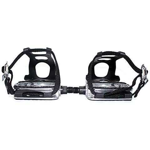 Xihaoer Fixed Gear MTB Road 9/16 Fahrrad Pedale mit Zehenclips und Riemen Legierung Fahrrad Pedale Cover