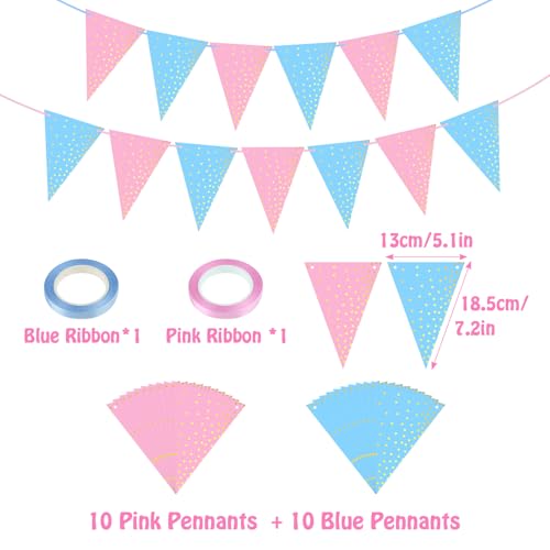 Image of ASTARON 2 Pack Gender Reveal Bunting Blue & Pink Banner for Gender Reveal Party Supplies Baby Shower Decorations Boys Girls Birthday Party Decorations