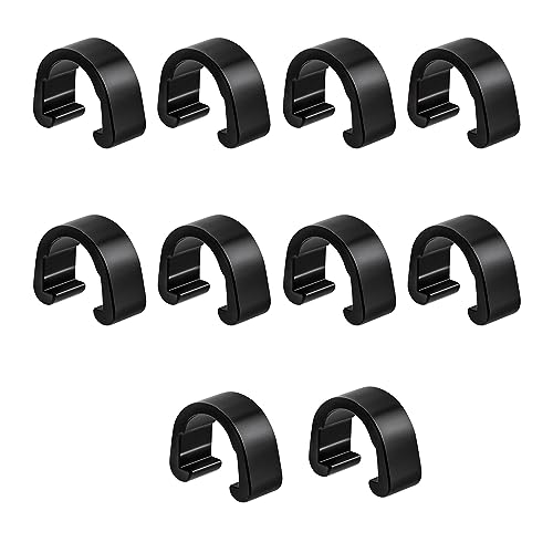 Kcjhagbd 10Pcs Brake Cable Housing Clip Aluminum Alloy Guide Brake Cable C-clip Guide Clamps For Mountain Road Bicycles Bicycles Hoses Clamps Cable Management Clips Cycling Gear, Black