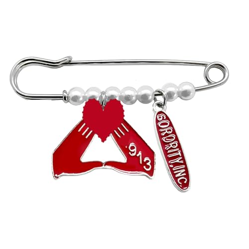 Image of Sorority Brooch Pin - Red D Gesture Pendant Metal Brooch - Gorgeous Sorority Society Symbol Letter Enamel Brooch Pin