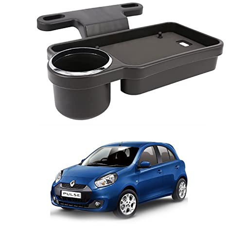 Image of Oshotto (FT-04) Foldable Car Auto Headrest Rear Back Seat Table Drink Food Cup Tray Holder Compatible with Renault Pulse - Black