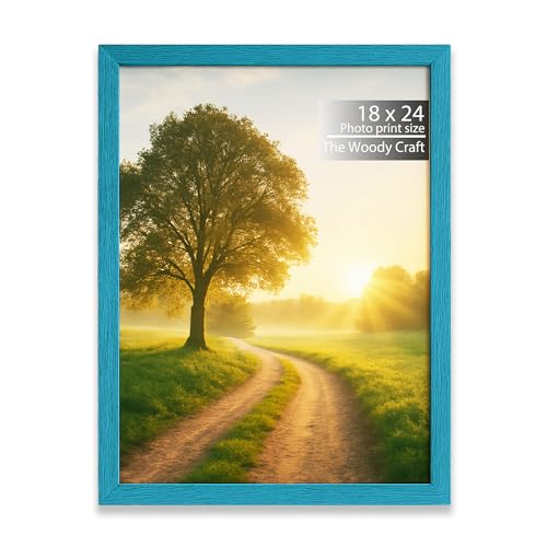 Image of Photo Frame 18x24 Inch | Blue Photo Frames For Wall Decor | Elegant Wall Frame | Wooden Photo Frame With Premium Finish | Trendy Big Photo Frames For Wall | Ideal Wooden Engraved Frame