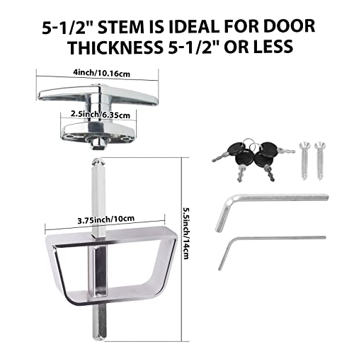 Shed Door Latch T-Handle Lock Kit With 4 Keys, Bteobfy 5-1/2" Stem Storage Barn Shed Door Hardware Lock Set For Playhouses, Chicken Coops,Camper (Silver) #TOP1
